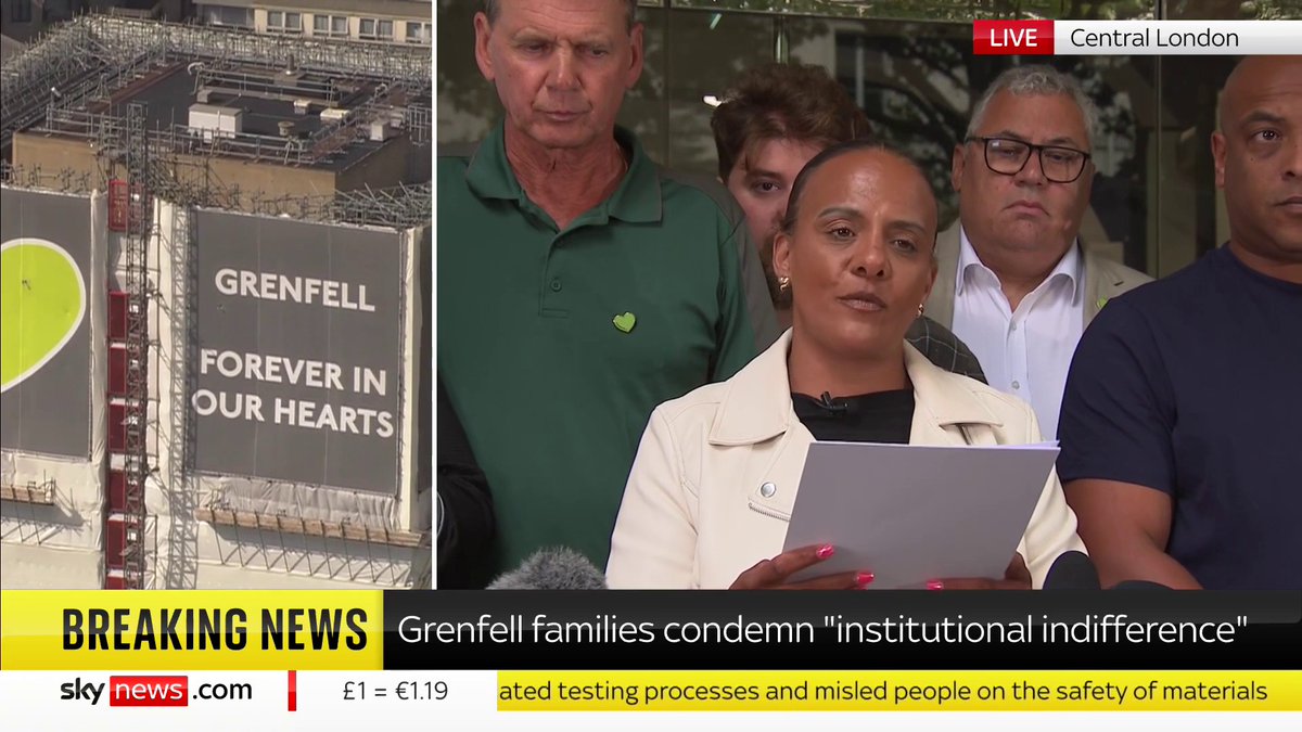 "We paid the price of systematic dishonesty, institutional indifference, and neglect." Chair of Grenfell United Natasha Elcock delivers a statement following the reading of the final Grenfell Tower Inquiry report 📺 Sky 501 and YouTube