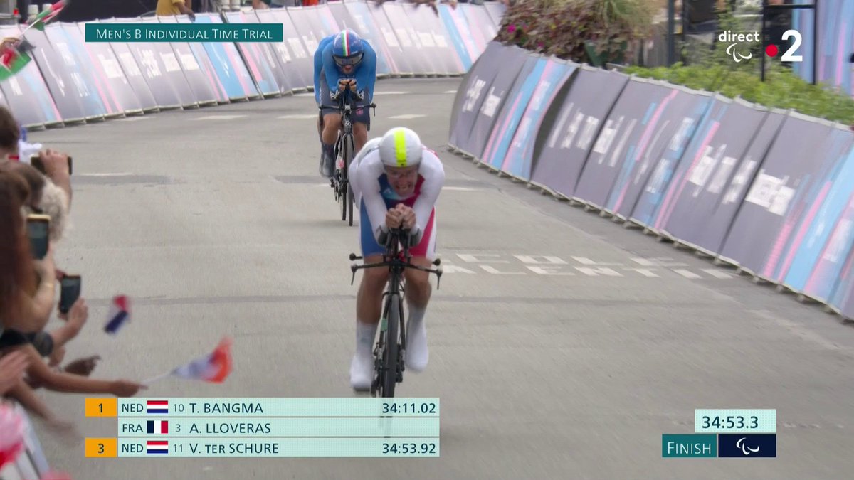 #Paris2024 | 🔥 ELIE DE CARVALHO MÉDAILLÉ D'ARGENT !!! 🥈 🇫🇷 Auteur d'un récital lors de ce contre-la-montre, la paire Elie De Carvalho - Mickaël Guichard remporte la médaille d'argent. ❌ Alexandre Lloveras termine à 2" de la médaille de bronze.