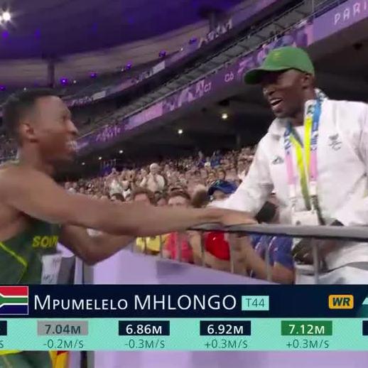 🚨 𝐍𝐄𝐖 𝐖𝐎𝐑𝐋𝐃 𝐑𝐄𝐂𝐎𝐑𝐃 🚨 Mpumelelo Mhlongo sets a new World Record in the Men's T44 Long Jump category 🔥 📺 Stream #Paris2024 on DStv: