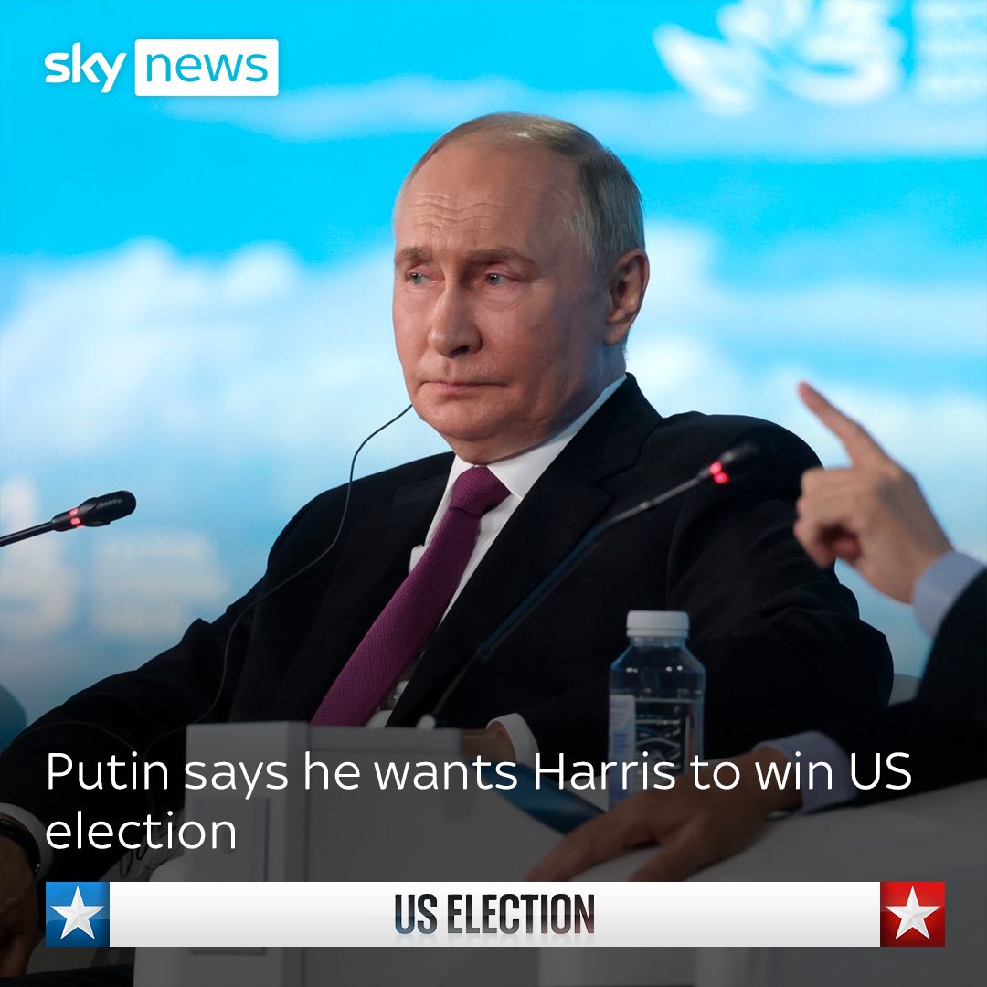 Speaking at the Eastern Economic Forum in Vladivostok, Vladimir Putin said Kamala Harris was Russia's preferred choice for the next US president.