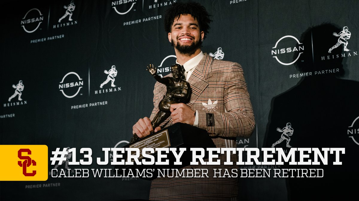 USC has retired 2022 Heisman winner Caleb Williams' number 👏✌️ (via USC Football ✌️)
