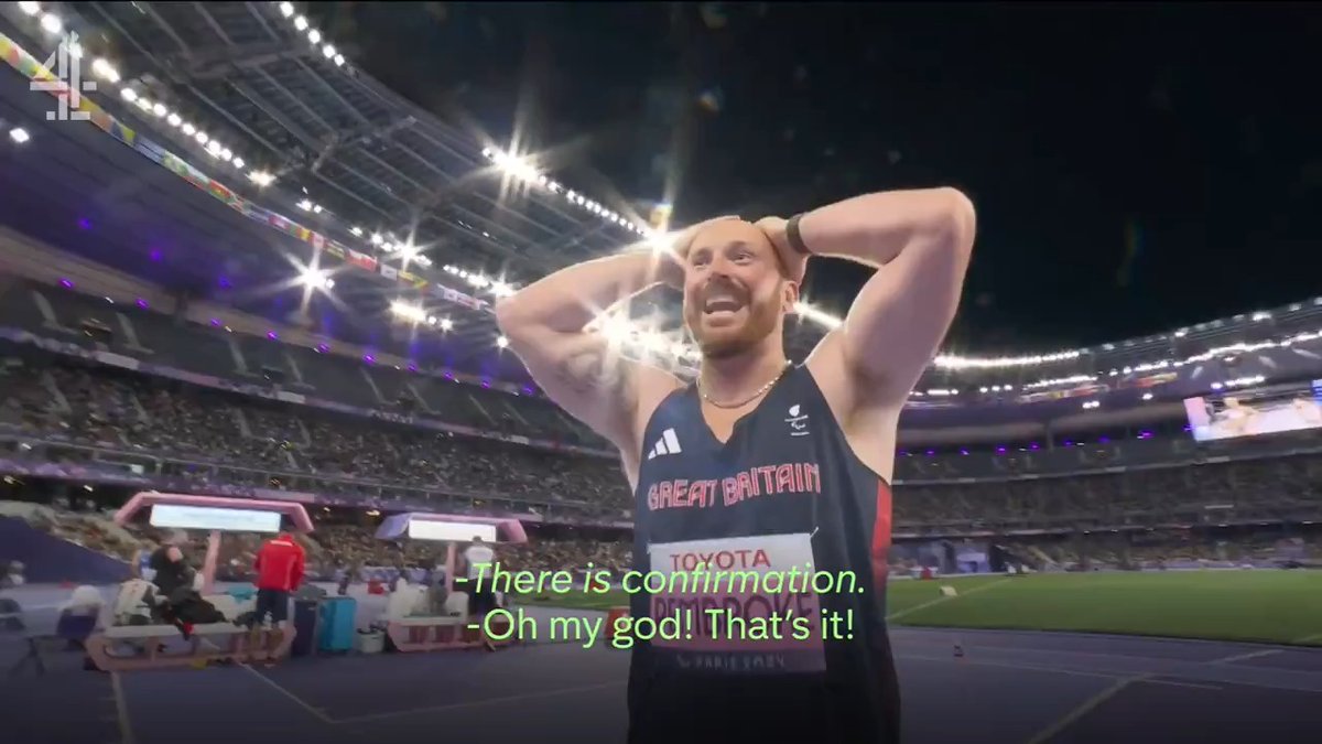 And the crowd goes WILD! 🤯 Dan Pembroke sets a new world record and IMMEDIATELY smashes it, earning another gold for @paralympicsGB! 🥇🤩 #C4Paralympics | #ParalympicGames | #Paris2024