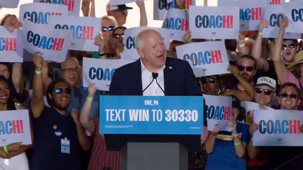 Gov. Walz: A while back Trump said these crowds are all AI. You know what's not AI? Your votes
