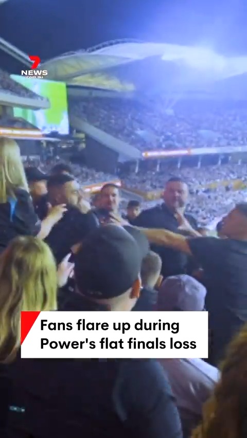 Tensions were running high between fans inside Adelaide Oval as the Cats stunned the Power by 84 points in the opening qualifying final clash. #7NEWS