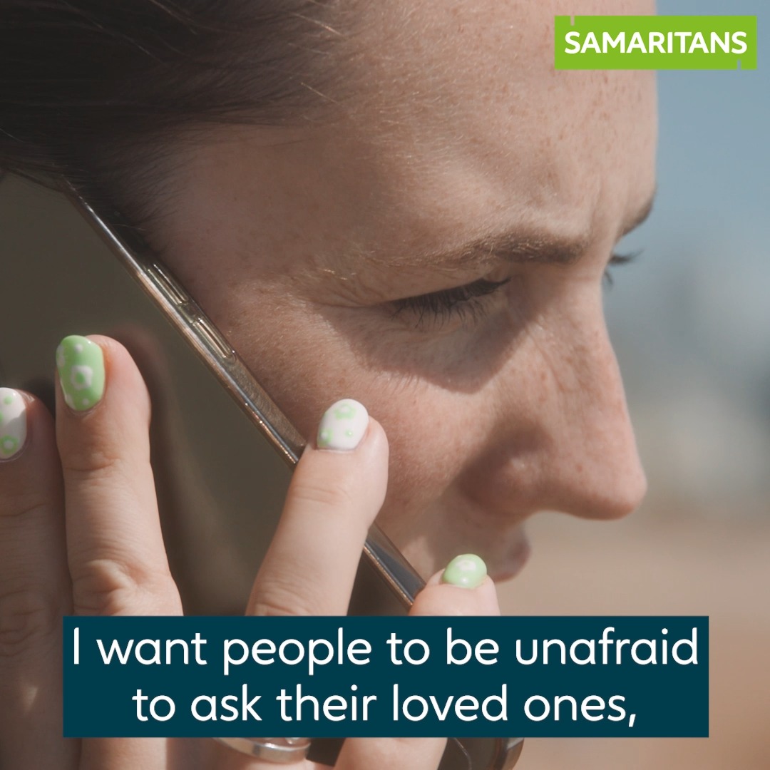 "I want people to be unafraid to ask, 'Have you had suicidal thoughts?'" After a suicide attempt, Rebekah called us. A volunteer asking, "Are you feeling suicidal?" gave her space to say 'yes' and get the help she needed. Watch her full story 👉
