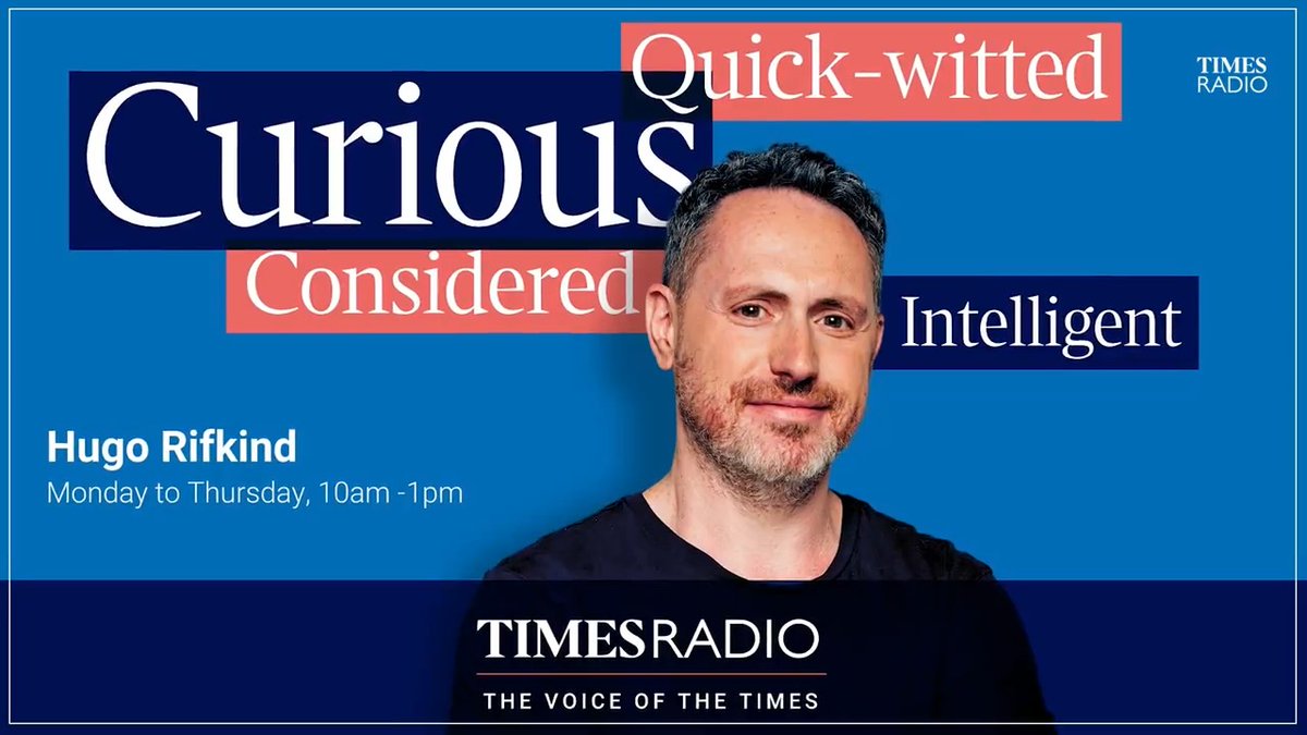 From Monday Hugo Rifkind will be the voice of @TheTimes on Times Radio Tune to 📻 free from 10am - 1pm to hear Hugo Rifkind's new show