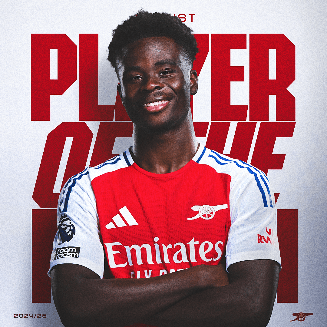 🥁 Introducing our Player of the Month for August... Bukayo Saka 🎖️