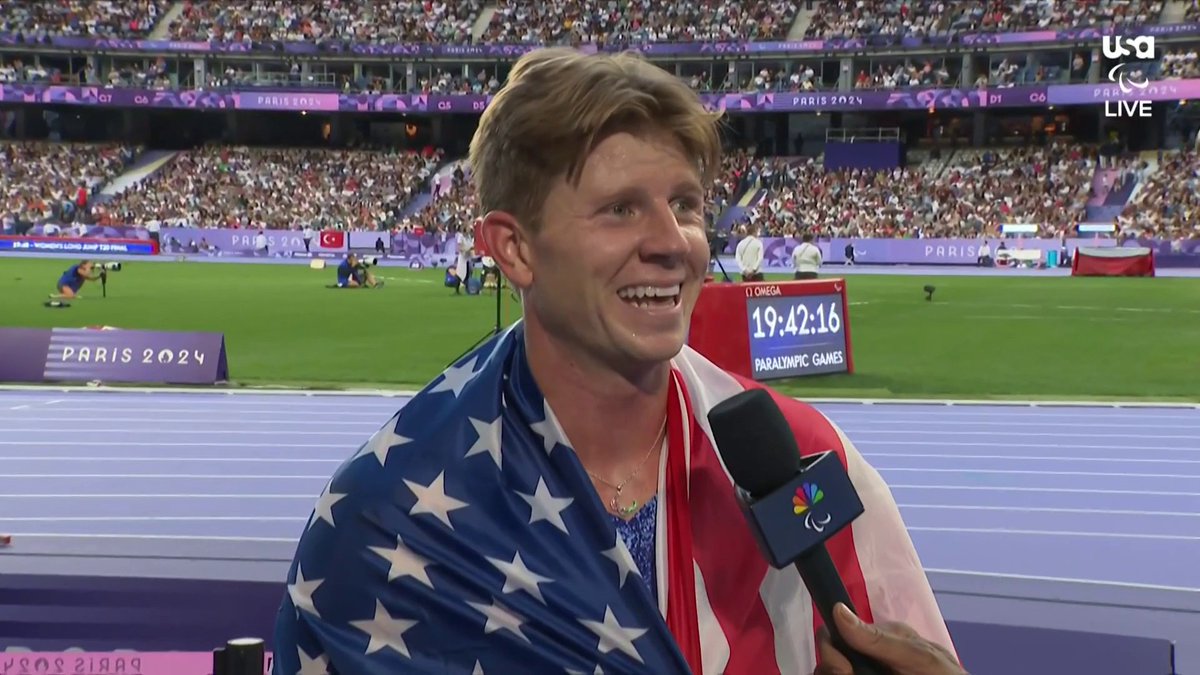 "I'm just waiting to wake up, man." 🥹 All the emotions for Hunter Woodhall after achieving his gold medal dream at the #ParisParalympics.