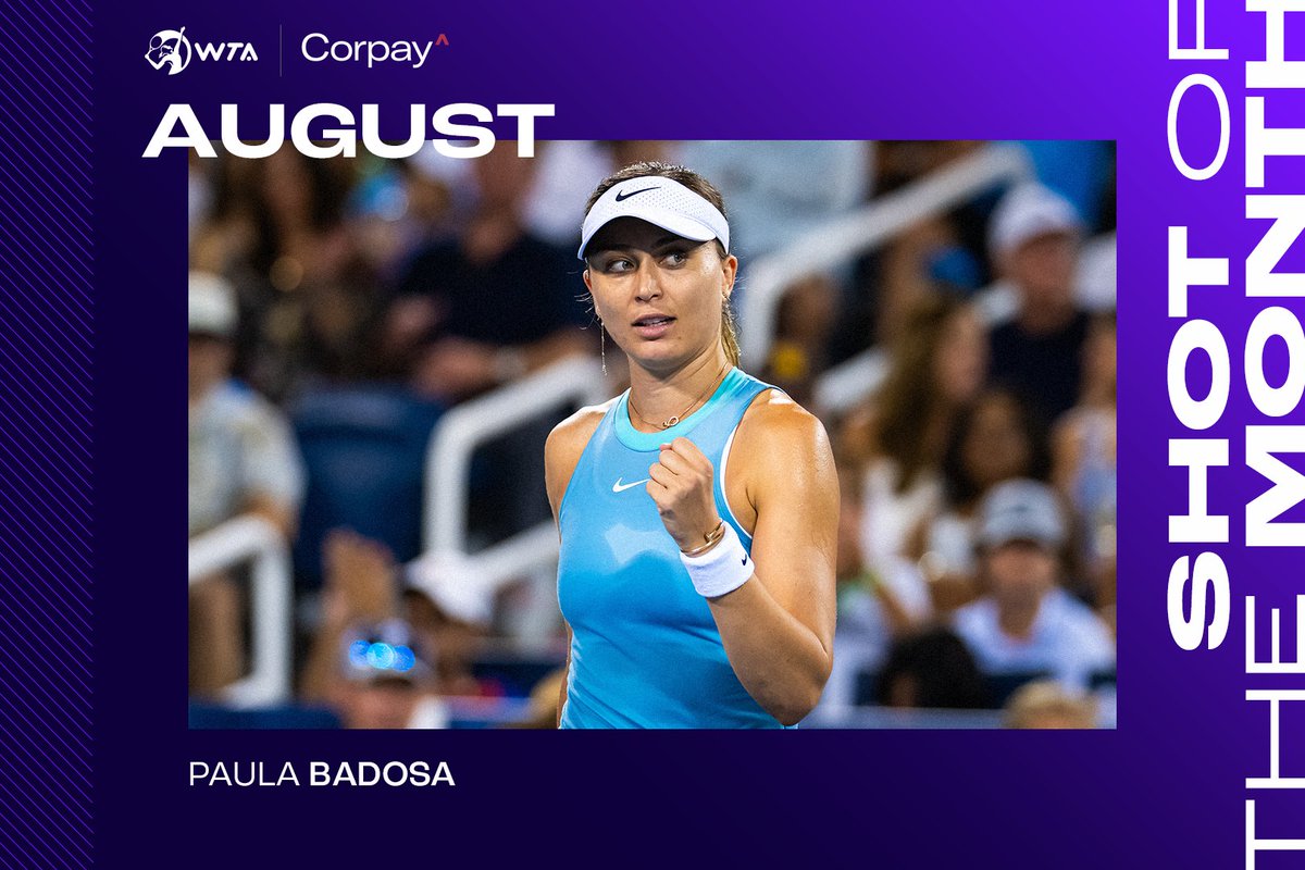Brilliant stab volley 😮💨 The shot of the month winner for August is.... Paula Badosa! Presented by Corpay Cross-Border Solutions