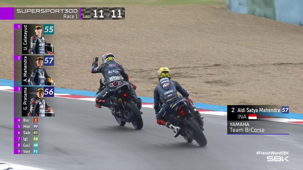 A race for the history books ๐ Two Indonesian brother riders on the podium ๐ฎ๐ฉ ๐ฅ๐ฅ #FrenchWorldSBK ๐ซ๐ท