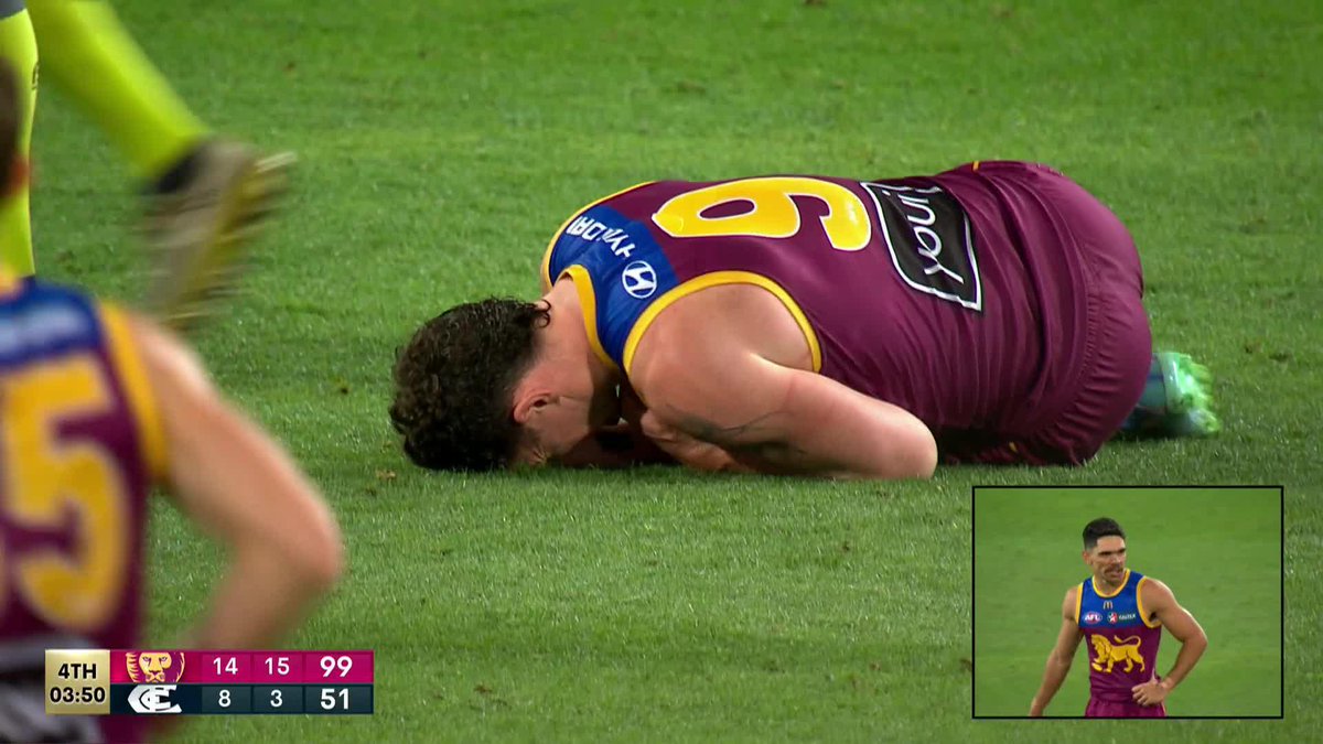 Nic Newman was reported for this incident involving Lachie Neale. #AFLFinals #AFLLionsBlues
