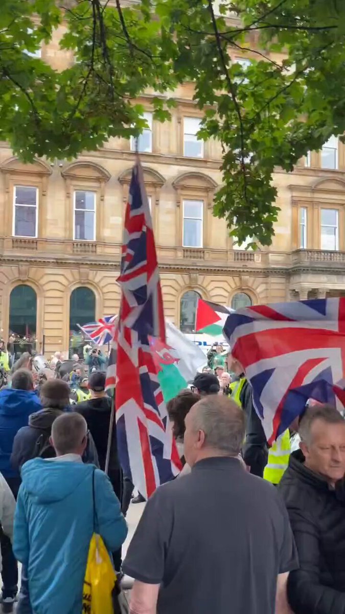 Patriots in Glasgow singing rule Britannia.