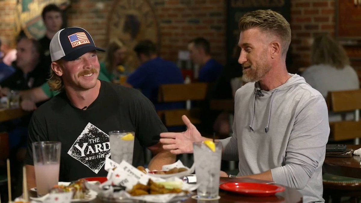 "The mustache and the flow, you kinda got a 1989 Alan Jackson thing going on." 😂 Marty Smith grabs sushi with QB1 of Kentucky Football, Brock Vandagriff 🏈