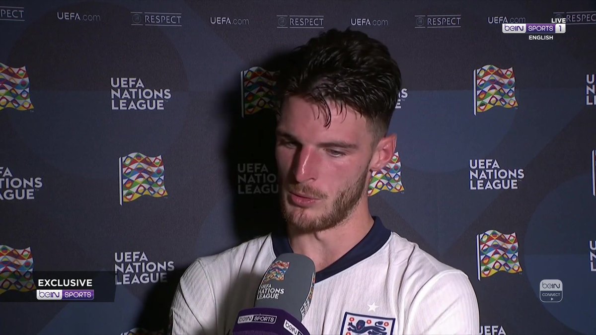 Declan Rice: "I was never going to celebrate. My nan and grandad are not here anymore and I think it would have been disrespectful to them." [beIN SPORTS]