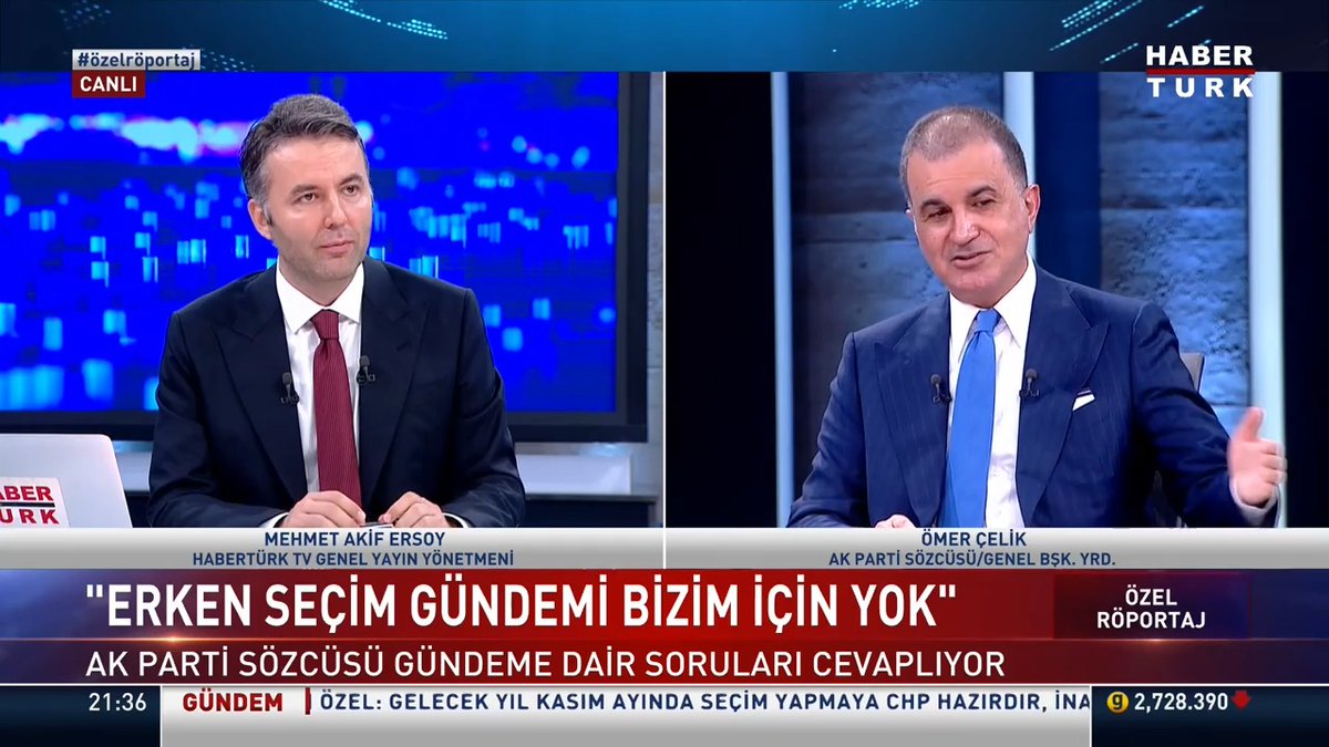 AK Parti Sözcüsü Ömer Çelik: "Onlar diyor ki 'erken seçim' var mı? Biz de yok diyoruz."