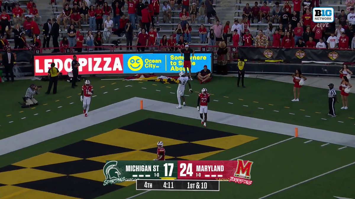 This is just an unbelievable throw to make for any QB let alone an 18 year old trailing in the 4th quarter on the road Led the go ahead scoring drive next possession too Lots to clean up but you see signs of special with Aidan Chiles