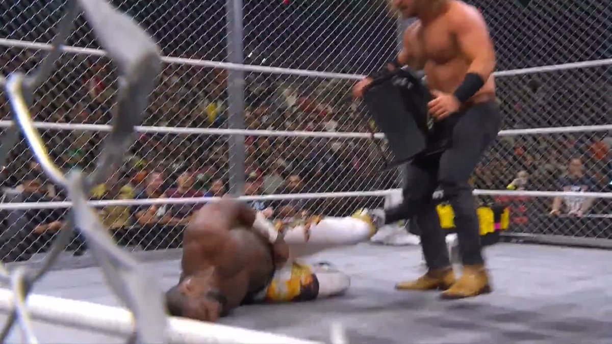 Swerve battles between sanity &amp; clarity as Adam Page continues with the steel chair! Order #AEWAllOut on PPV right now! 🔗 #HangmanAdamPage | Swerve Strickland