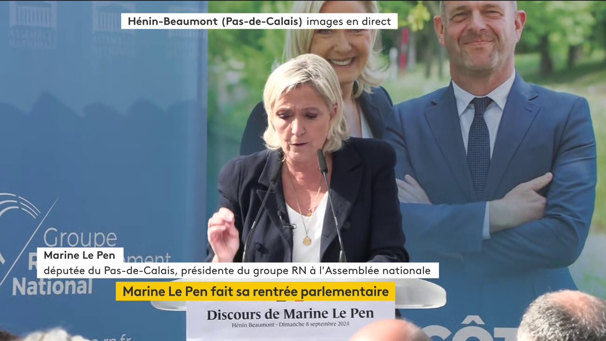 🗣 Marine Le Pen (RN), a appelé Emmanuel Macron à avoir recours au référendum pour donner la parole au peuple sur les sujets prioritaires et désamorcer les blocages à l'Assemblée. Elle a cité le pouvoir d'achat, l'immigration, la sécurité et la santé parmi les dossiers brûlants.