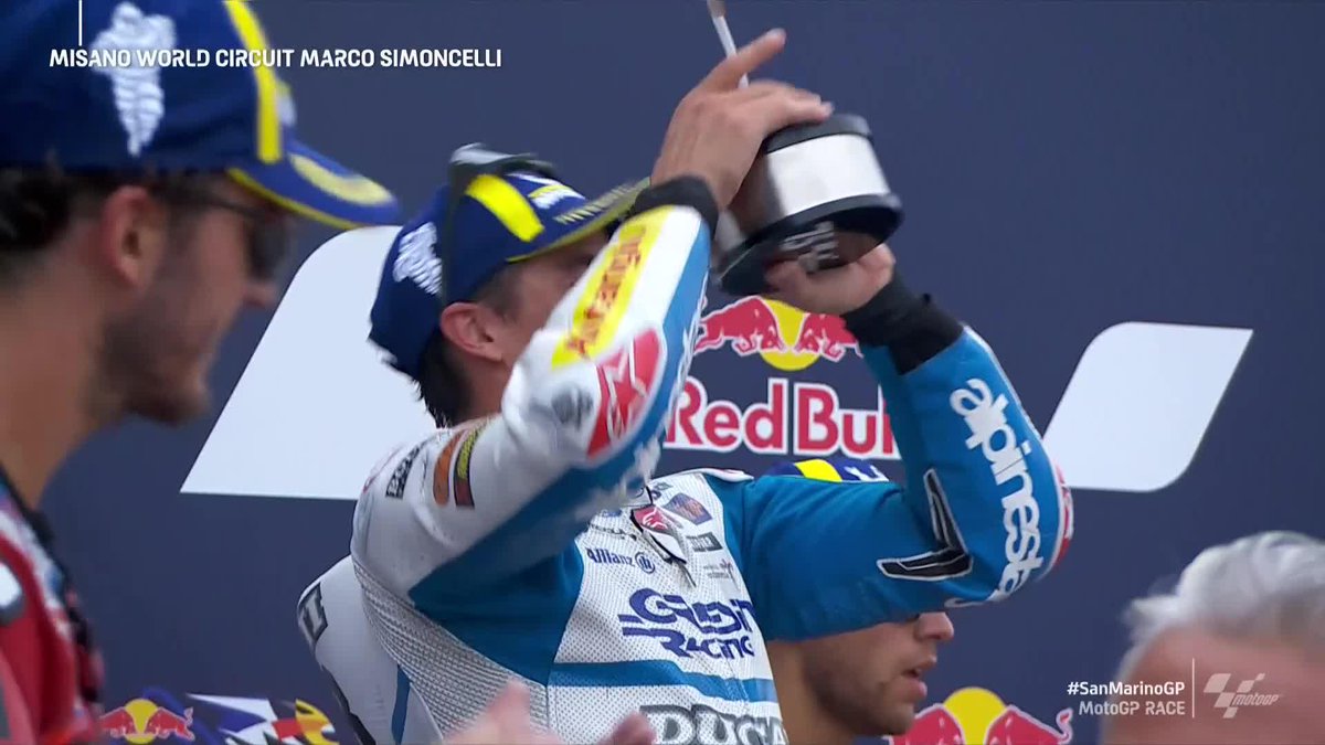 Second winner's trophy in a row this year for Marc Márquez 🏆 At Gresini Racing's home race 🏠 #SanMarinoGP 🇸🇲