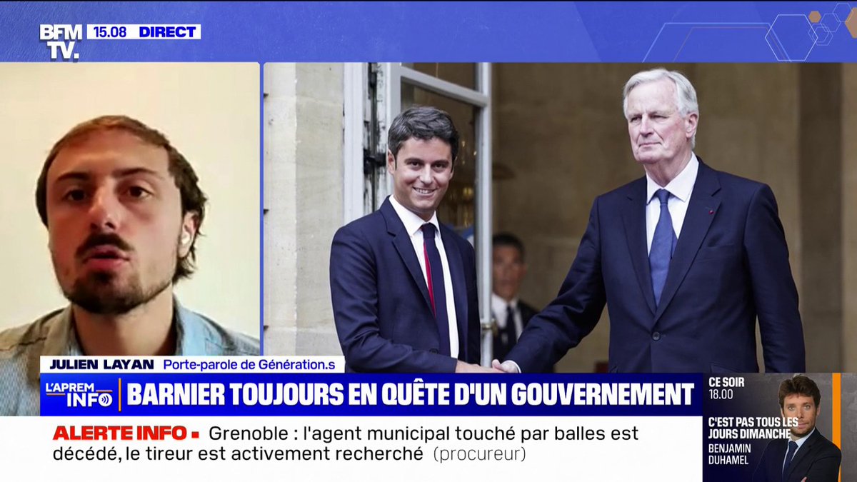 Michel Barnier à Matignon: "Il va y avoir une mobilisation qui va continuer", selon Julien Layan (Génération.s)