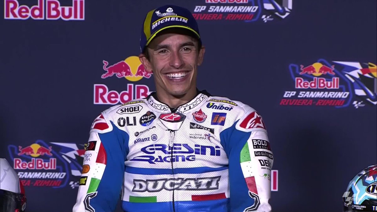 "I said 'I will follow the local guy and the local guy stayed out!' They know better than me" - Marc Márquez 🎙️ A brilliant insight 😂 #SanMarinoGP 🇸🇲