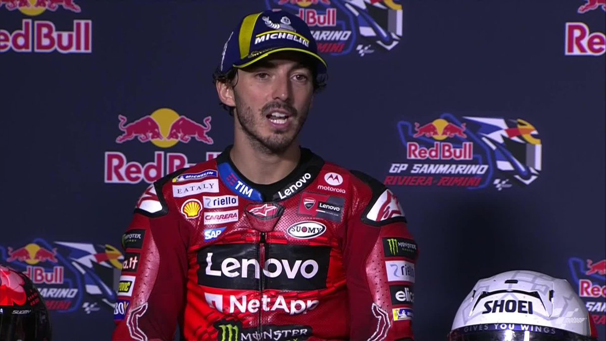 "It didn't smell like rain" - Pecco Bagnaia 🎙️ The Italian has his say on Jorge Martín Almoguera's gamble and praises Marc Márquez 😮🙌 #SanMarinoGP 🇸🇲