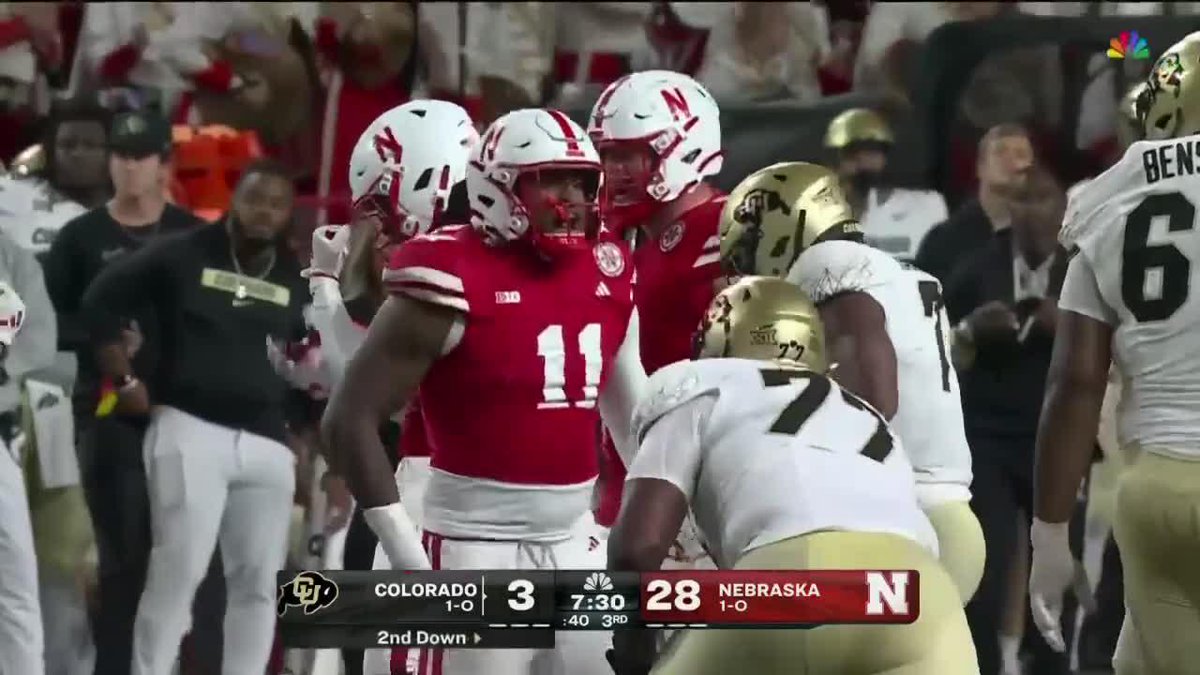 ☠️ 6 sacks ☠️ 10 TFL ☠️ Pick-6 ☠️ FR The Blackshirts dominated Shedeur Sanders and Colorado last night. #B1GFootball x Nebraska Football