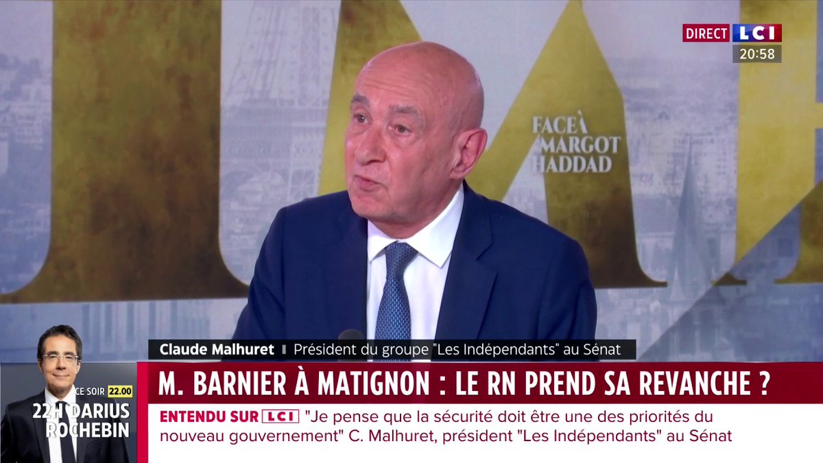 🗣️ Le RN tire les ficelles du futur gouvernement ? : "C'est complètement bidon (...) Le Front national n'est pas l'arbitre." Claude Malhuret (Claude Malhuret), sénateur de l’Allier, invité de ✦ Margot Haddad ✦ sur LCI ⤵️