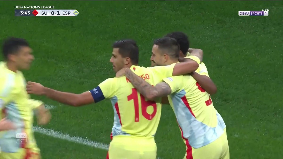 مهاجم الغرافة القطري، خوسيلو يفتتح التسجيل لمنتخب إسبانيا #دوري_الأمم_الأوروبية #سويسرا #اسبانيا #UEFANationsLeague
