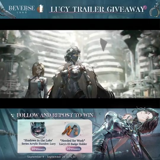 Lucy Trailer - Upgrade in Management | Reverse: 1999 As long as it means the Laplace crew can have a more human touch. [Giveaway Rules] 1.Follow Reverse: 1999 | Version 3.4 Available Now 2.RT trailer before Sep.20 HD: Download: #Reverse1999Ver1ꓸ9 #Lucy