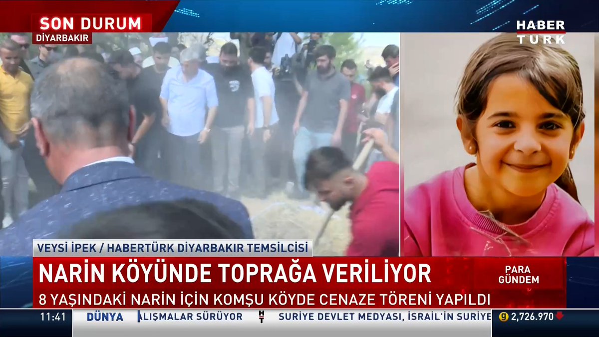 Minik Narin'in cenazesi toprağa verildi.