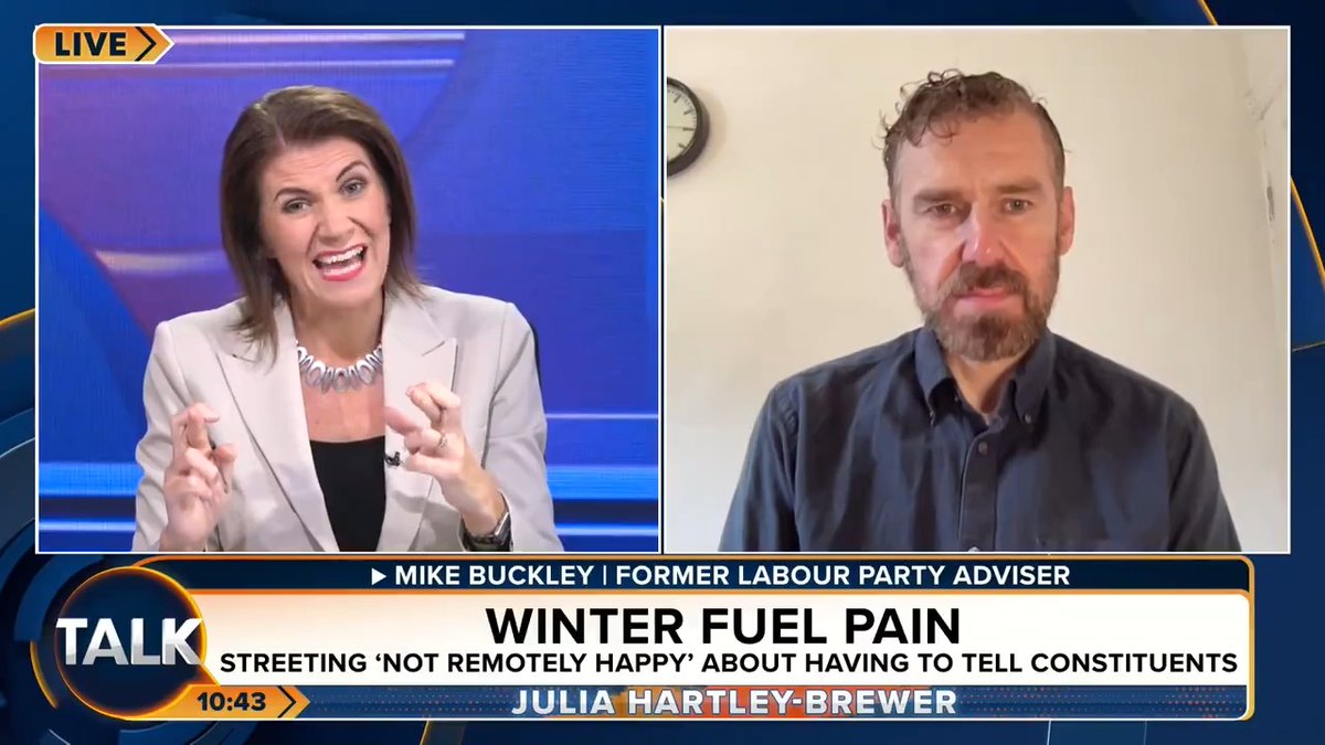 Julia Hartley-Brewer challenges ex-Labour adviser Mike Buckley over the party’s own research saying winter fuel cuts ‘could kill 4,000 pensioners’. "Old age people dying from Covid not acceptable, but if they die from not having their heating on, that's just fine?" Julia Hartley-Brewer
