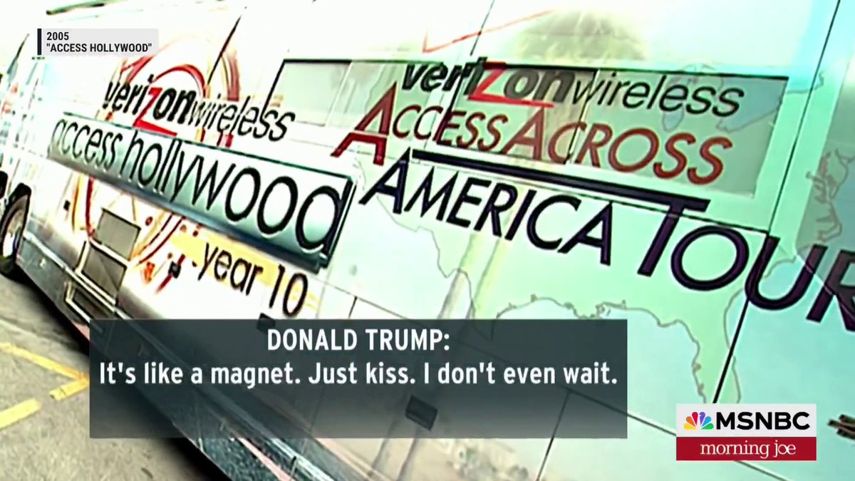 BREAKING: Morning Joe CALLS OUT Trump for saying it was "impractical" to believe he would kiss a woman without consent. They rolled the tape on Trump’s Access Hollywood tape where he admits to doing exactly that. Retweet so all Americans see this clip.