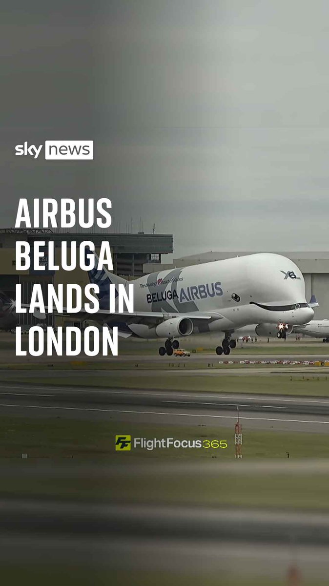 ✈️🐋 The Airbus Beluga, named after the whale that the aircraft resembles, made its way to London's Heathrow airport from Toulouse to deliver spare parts for a damaged Airbus plane 🔗