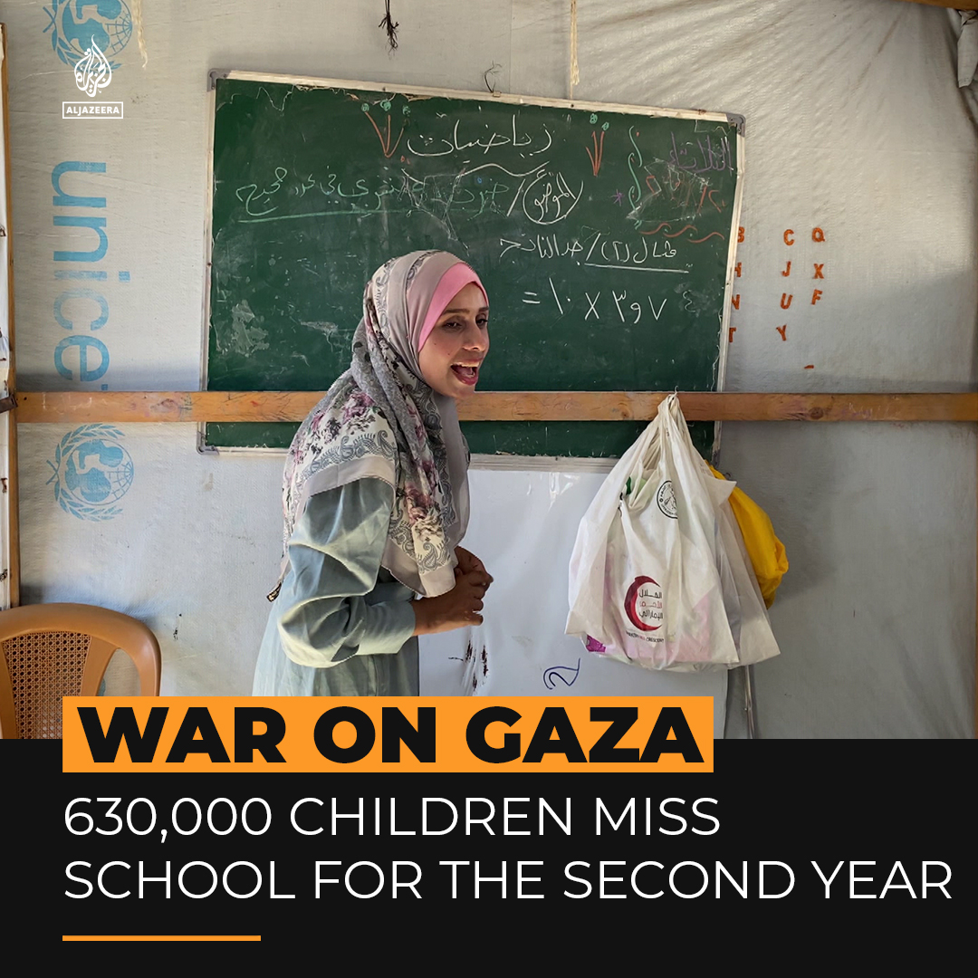 More than half a million Palestinian children in Gaza are missing out on education because of Israel’s war on the enclave as the new school year begins. One teacher whose own children were killed in an Israeli attack is determined to keep helping others to learn.
