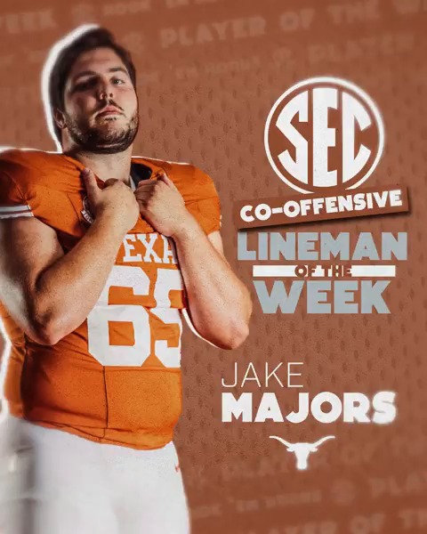 🏈 SEC Offensive Lineman of the Week: WK 2 🐂 Jake Majors Texas Football x #SECFB