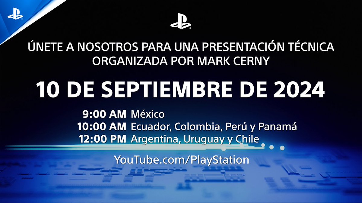 Sintonicen mañana para ver una Presentación Técnica de PlayStation 5 presentada por Mark Cerny. La transmisión de 9 minutos empezará mañana 10 de septiembre a las 9:00 AM MX / 12:00 PM ART.