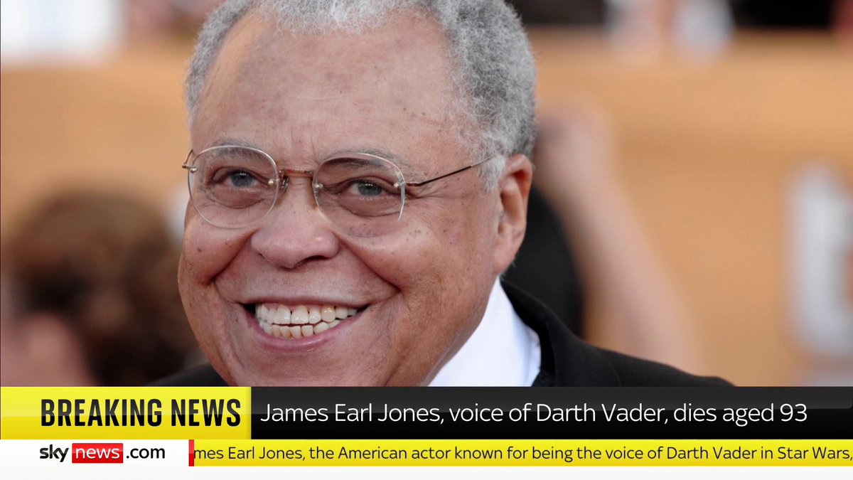 BREAKING: Acting great James Earl Jones, who voiced Star Wars villain Darth Vader and Mufasa in The Lion King, has died at the age of 93. Read more here: 📺 Sky 501, Virgin 602, Freeview 233 and YouTube