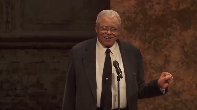 James Earl Jones receiving an Honorary Award at the 2011 Governors Awards where he accepted via a video recorded earlier that day before a live audience after his performance in the stage play "Driving Miss Daisy" at Wyndham's Theatre in London.
