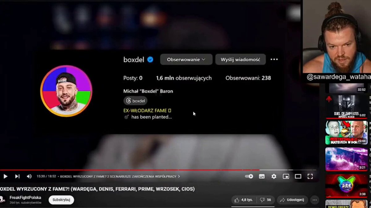 Najciekawszy fragment wczorajszego live afery Wardega- Boxdel-Famemma