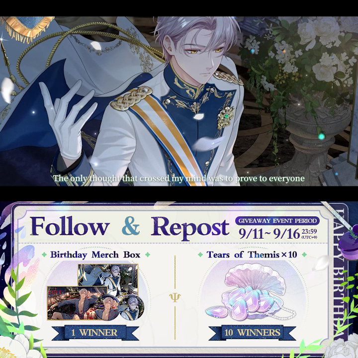 #Vyn Birthday SSR ✦ Journey Forth With You ✦ ✅ Follow & 🔄 Repost 🎁 Vyn's B-Day Merch (1 winner) | Tears of Themis ×10 (10 winners) The "A Toast to Our Love" Limited-Time Event is coming soon! ✦ Japanese dubbed version: #TearsOfThemis #HoYoverse