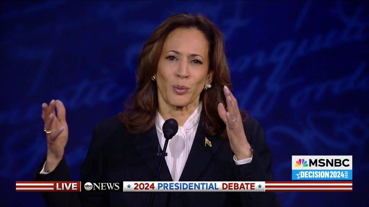 Kamala Harris delivers her closing statement in her first presidential debate against Donald Trump.