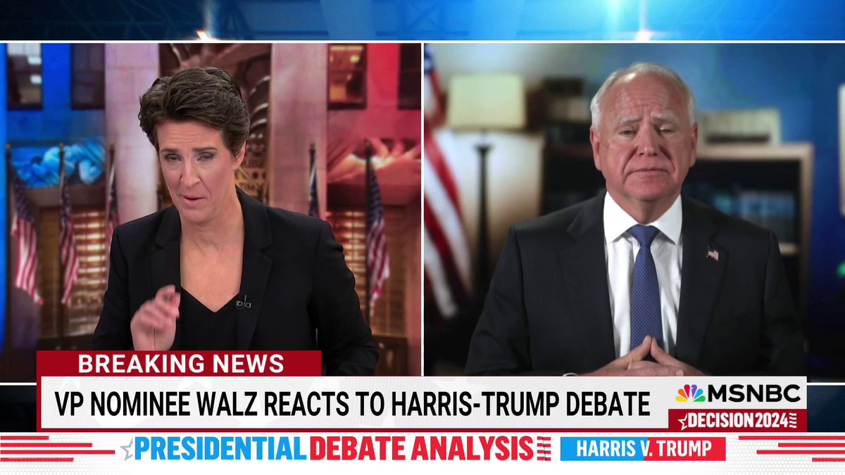 Tim Walz reacts to Taylor Swift’s endorsement of him and Kamala Harris on live television.