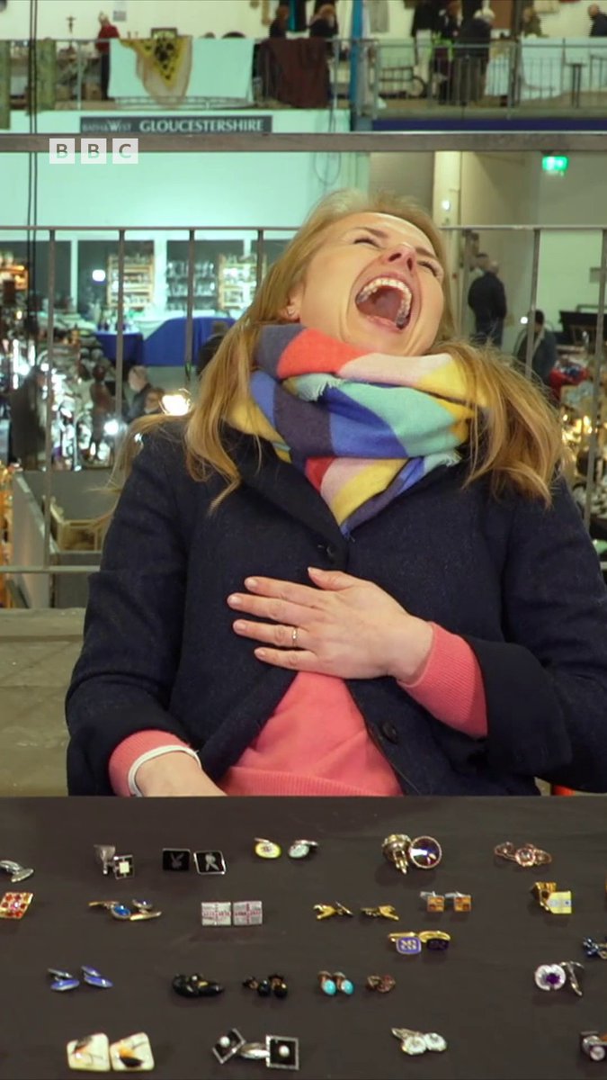 🤣 🤣 Watch as Christina Trevanion cracks up when she gives Britain's biggest cufflinks collectors, Stephen Redmond, a little memento of his time on the show.