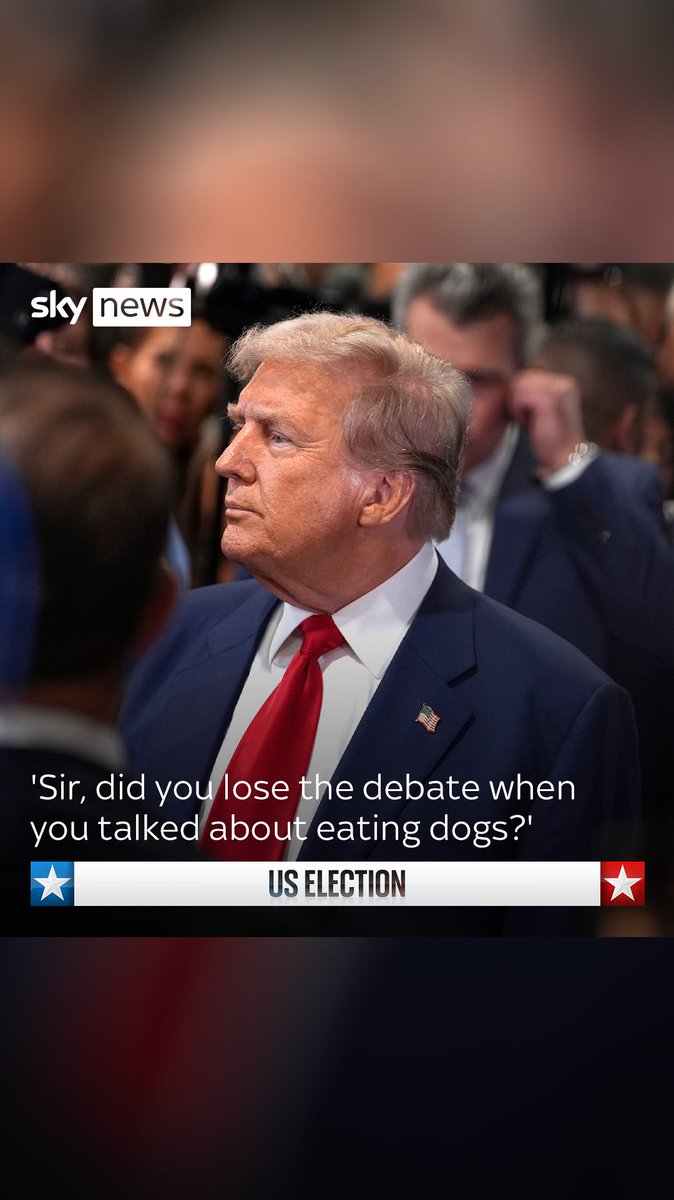 "Did you lose that debate when you started talking about eating dogs?" Sky's US correspondent James Matthews asks Donald Trump, after the presidential debate with Kamala Harris. Click here for the latest updates:
