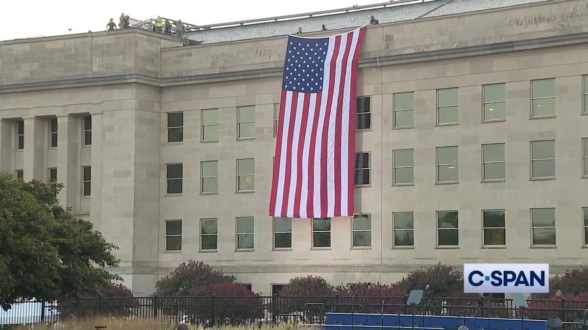 American flag unfurled at the Pentagon. #September11