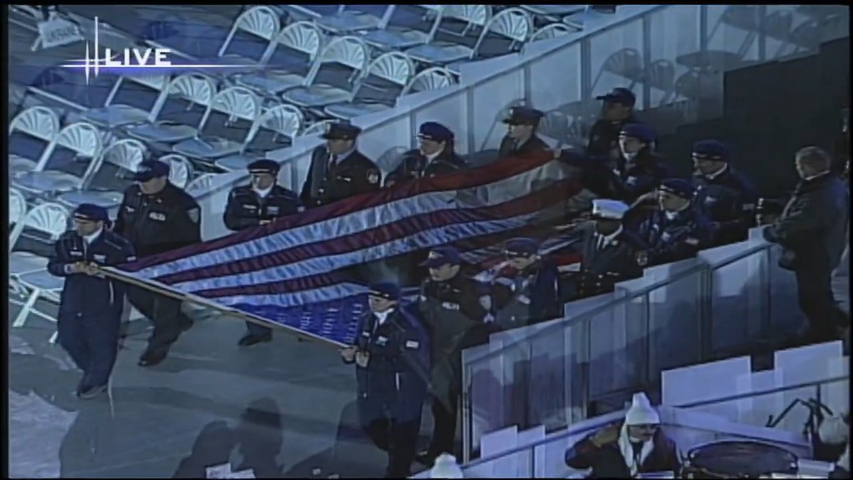 We will #NeverForget. 🇺🇸 At the 2002 Winter Olympics Opening Ceremony in Salt Lake City, Team USA athletes and New York City first responders proudly presented an American flag that had been recovered from the rubble of the September 11th attacks.
