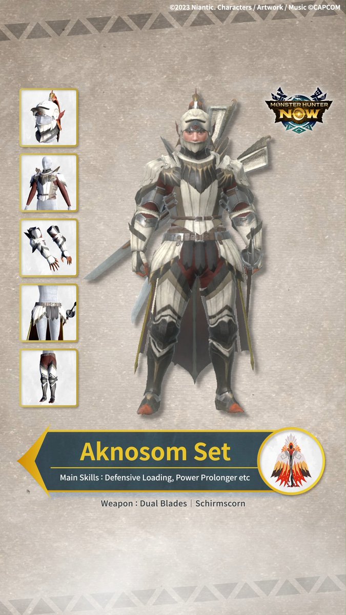 👕 MH Now LOOK BOOK 📖 Today we're introducing new monster outfits added with #CurseoftheWanderingFlames 🌕✨ Which is your favorite? #MHNow #monsterhunternow #Aknosom #Magnamalo #Rajang