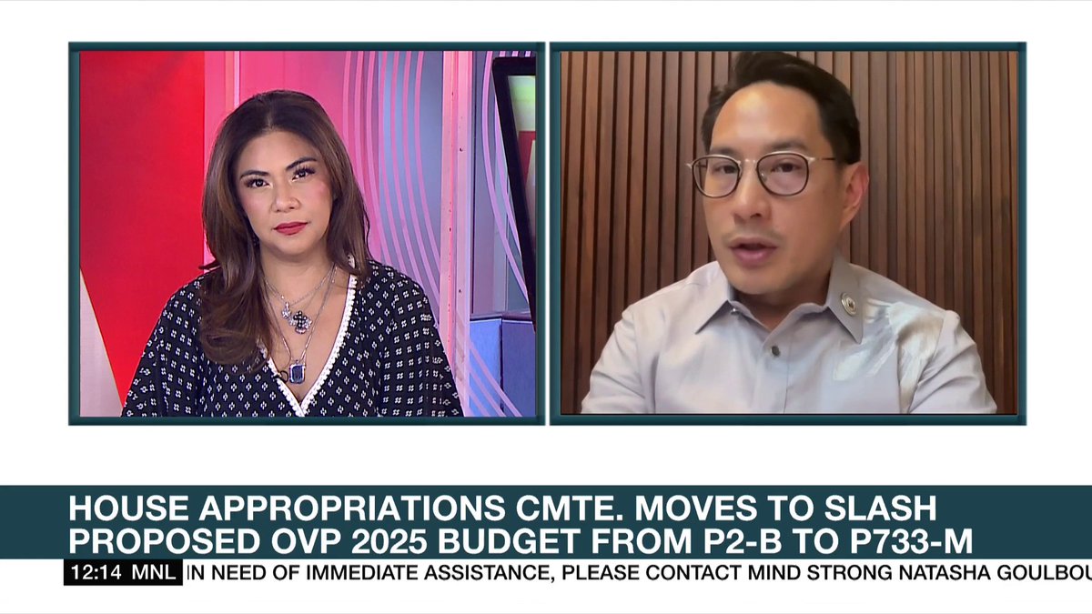 Cutting the proposed 2025 budget of the Office of the Vice President from P2 billion to P733 million is just "fair" and "reasonable," says budget sponsor Rep. Zia Alonto Adiong. He adds, the slash in the OVP's budget will not hinder it to be operational. #DatelinePhilippines