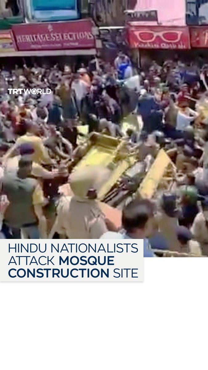 Hindu nationalists clash with police while protesting the construction of a mosque in Shimla, Himachal Pradesh, India, on September 11